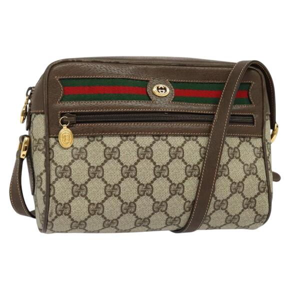 GUCCI GG Supreme Web Sherry Line Bag Pvc Beige Gold 119 02 087 - Picture 1 of 16